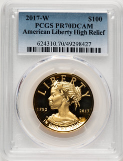 2017-W G$100 American Liberty High Relief Blue Gradient PCGS PR70