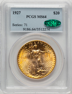 1927 $20 CAC Saint-Gaudens Double Eagle PCGS MS64 (778032051)