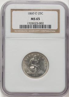 1860-O 25C Seated Quarter NGC MS65