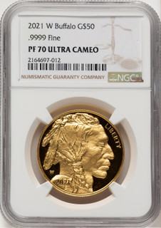 2021-W G$50 Gold Buffalo DCAM Brown Label NGC PF70 (777653002)