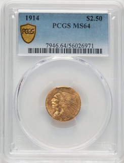 1914 $2.50 Indian Quarter Eagle PCGS MS64 (507051059)