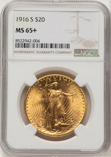 1916-S $20 Saint-Gaudens Double Eagle NGC MS65+ (777428018)
