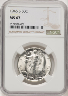 1945-S 50C Walking Liberty Half Dollar NGC MS67 (776031001)