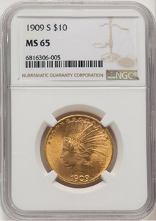 1909-S $10 Indian Eagle NGC MS65
