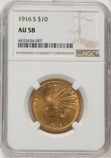 1916-S $10 Indian Eagle NGC AU58 (778246001)