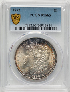 1892 Blue Gradient Morgan Dollar PCGS MS65
