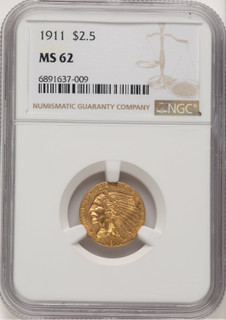 1911 $2.50 Indian Quarter Eagle NGC MS62 (778449007)
