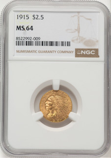 1915 $2.50 Indian Quarter Eagle NGC MS64 (777486010) 1915 $2.50 Indian Quarter Eagle NGC MS64 (777486010)