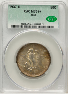 1937-D 50C Texas CACG Plus Commemorative Silver CACG MS67+