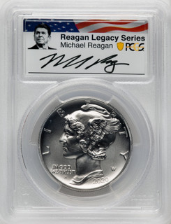 2020-W Palladium Eagle 1 oz Burnished FS Reagan Legacy Series Michael Reagan Picture PCGS MS70