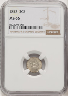 1852 3CS Three Cent Silver NGC MS66 (771535007)