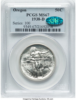 1938-D 50C Oregon CAC Commemorative Silver PCGS MS67