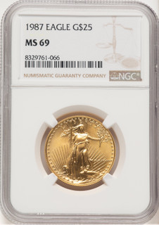 1987 Gold Eagle 1/2 oz Brown Label NGC MS69