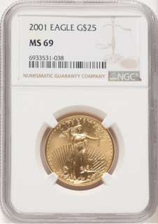 2001 Gold Eagle 1/2 oz Brown Label NGC MS69