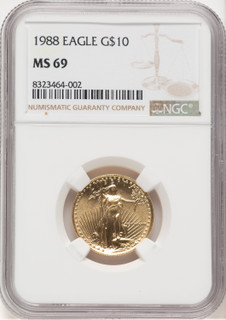 1988 Gold Eagle 1/4 oz Brown Label NGC MS69