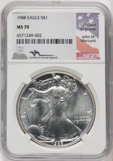 1988 Silver Eagle John NGC MS70 Mercanti