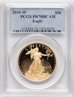2010-W Proof Gold Eagle 1 oz Blue Label PCGS MS70