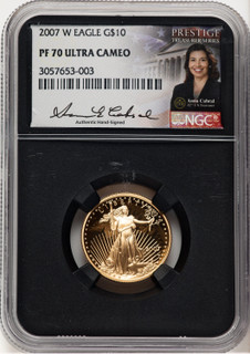 2007-W Proof Gold Eagle 1/4 oz Anna Cabral Prestige Treasurer Series NGC MS70