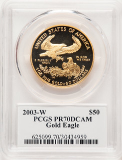 2003-W Proof Gold Eagle 1 oz John PCGS MS70 Mercanti