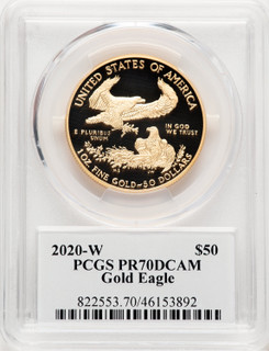 2020-W Proof Gold Eagle 1 oz John PCGS MS70 Mercanti