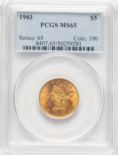 1903 $5 Liberty Half Eagle PCGS MS65 (177385005)