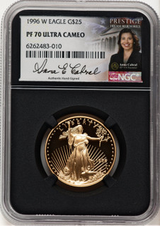1996-W Proof Gold Eagle 1/2 oz Anna Cabral Prestige Treasurer Series NGC MS70