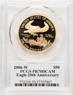 2006-W Proof Gold Eagle 1 oz John PCGS MS70 Mercanti