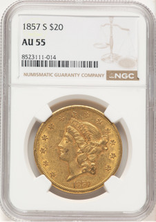 1857-S $20 Liberty Double Eagle NGC AU55 (177358002)