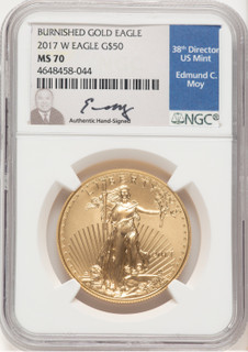 2017-W Burnished Gold Eagle 1 oz NGC MS70 Ed Moy