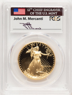 1990-W Proof Gold Eagle 1 oz John PCGS MS70 Mercanti