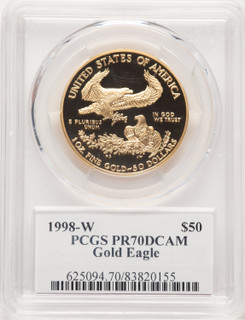 1998-W Proof Gold Eagle 1 oz John PCGS MS70 Mercanti