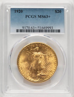 1920 $20 Saint-Gaudens Double Eagle PCGS MS63+ (759990007)