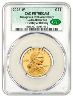 2025-W Sacagawea 25th Anniversary Gold Dollar 24K FDD CAC PR70