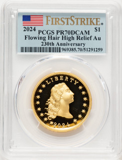 2024-(W) Gold 230th Anniversary Flowing Hair Medal FS Flag PCGS MS70