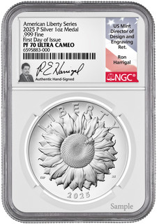 2025-P American Liberty Series Silver Medal FDI NGC PF70 Harrigal