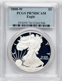 2008-W Proof Silver Eagle 1 oz Blue Label PCGS PR70