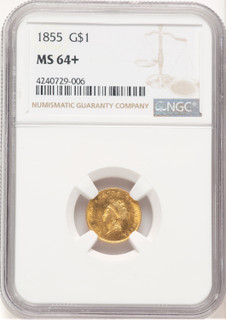 1855 G$1 Type Two Gold Dollar NGC MS64+ 1855 G$1 Type Two Gold Dollar NGC MS64+