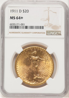 1911-D $20 Saint-Gaudens Double Eagle NGC MS64+ (779891062)