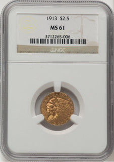 1913 $2.50 Indian Quarter Eagle NGC MS61 (778392020)