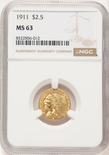 1911 $2.50 Indian Quarter Eagle NGC MS63 (521153067) 1911 $2.50 Indian Quarter Eagle NGC MS63 (521153067)