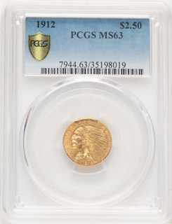 1912 $2.50 Indian Quarter Eagle PCGS MS63 (780003044)