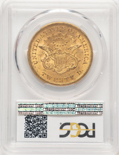 1865 $20 Liberty Double Eagle PCGS AU58