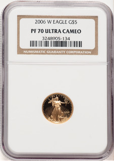 2006-W Proof Gold Eagle 1/10 oz Brown Label NGC PF70