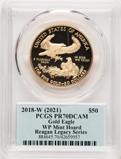 2018-W Proof Gold Eagle 1 oz WP Mint Hoard Reagan Legacy Series Michael Reagan Blue PCGS PR70