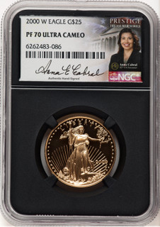 2000-W Proof Gold Eagle 1/2 oz Anna Cabral Prestige Treasurer Series NGC PF70