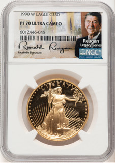 1990-W Proof Gold Eagle 1 oz Reagan Legacy Series NGC PF70