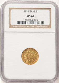 1911-D $2.50 Indian Quarter Eagle NGC MS61 (779285018)