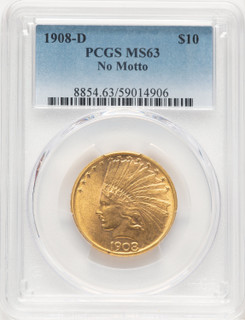 1908-D $10 NO MOTTO Indian Eagle PCGS MS63 (779402002)