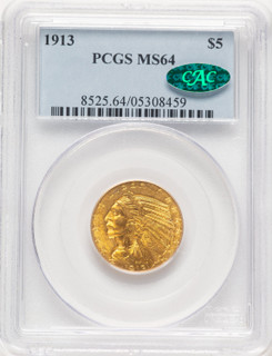 1913 $5 CAC Indian Half Eagle PCGS MS64 (507394026)
