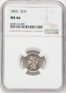 1865 3CN Three Cent Nickel NGC MS66 (769374001)